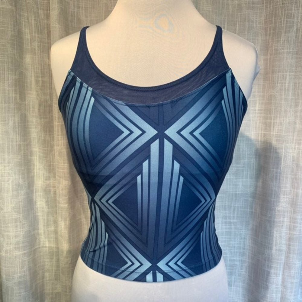 Nike Dri-Fit Crop Althletic Tank top w/bra Blue Geometric Women's SMALL